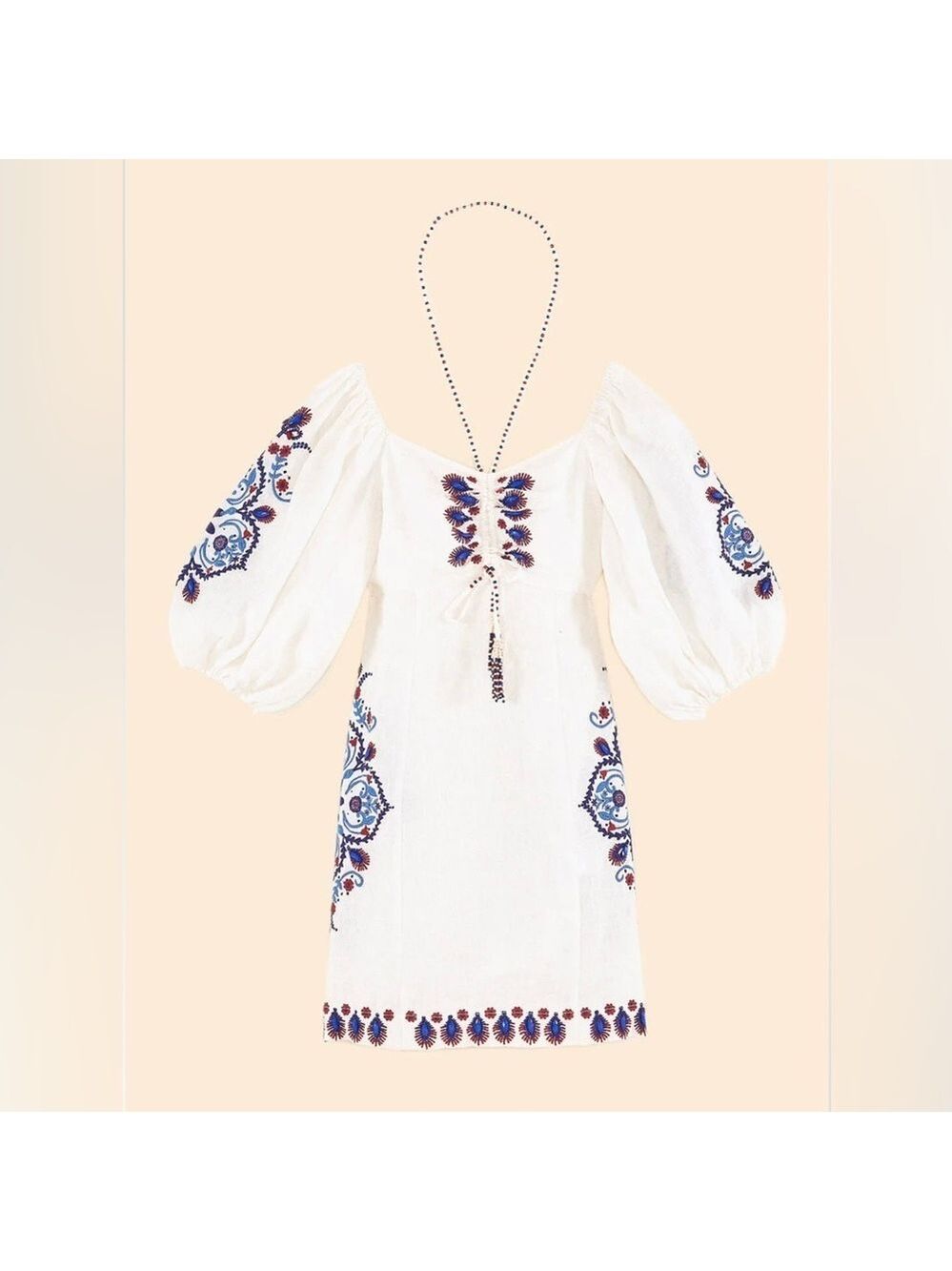 FARM Rio Off-White Navy Embroidery Mini Dress - Picture 10 of 11